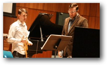 Sears with composer Sam Wells at SEAMUS 2016